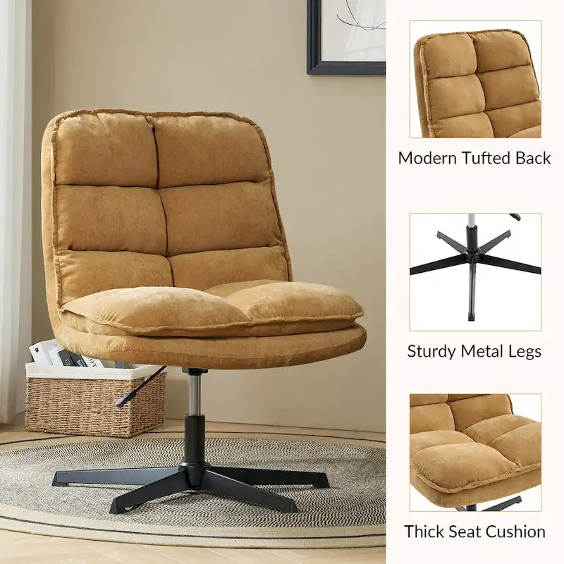 Silla de oficina giratoria sin brazos, con tapizado capitoné y altura ajustable