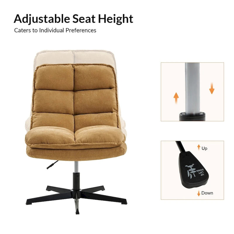 Silla de oficina giratoria sin brazos, con tapizado capitoné y altura ajustable