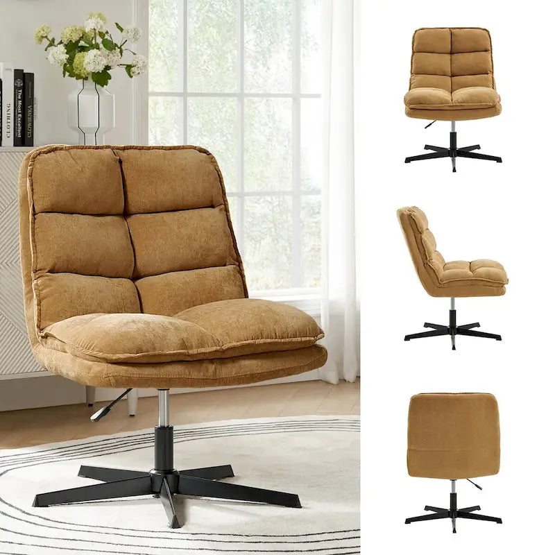 Silla de oficina giratoria sin brazos, con tapizado capitoné y altura ajustable