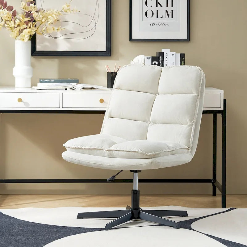 Silla de oficina giratoria sin brazos, con tapizado capitoné y altura ajustable