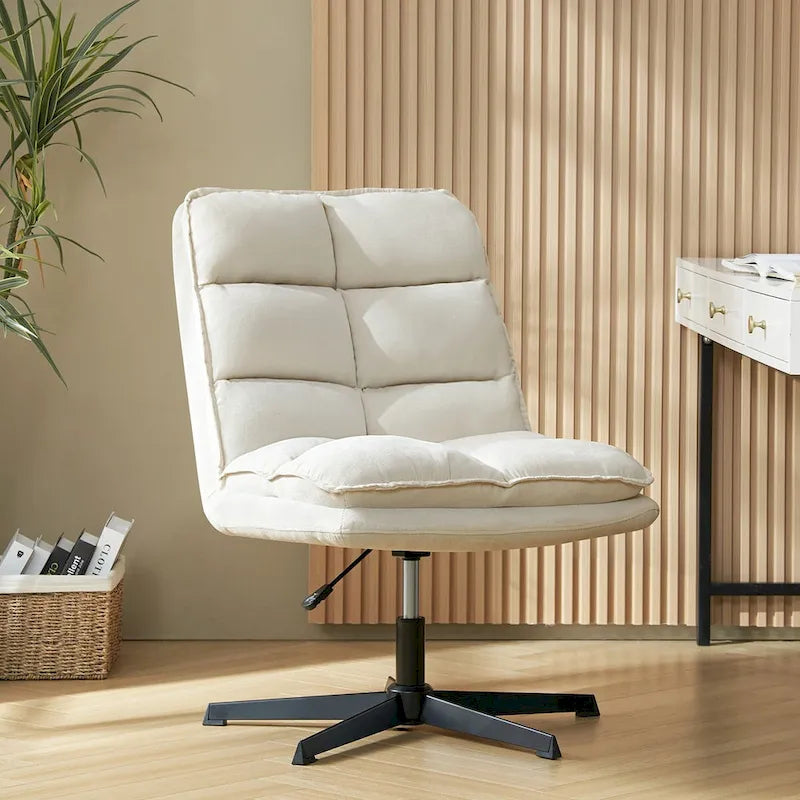 Silla de oficina giratoria sin brazos, con tapizado capitoné y altura ajustable