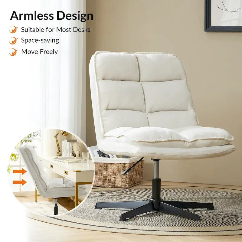 Silla de oficina giratoria sin brazos, con tapizado capitoné y altura ajustable