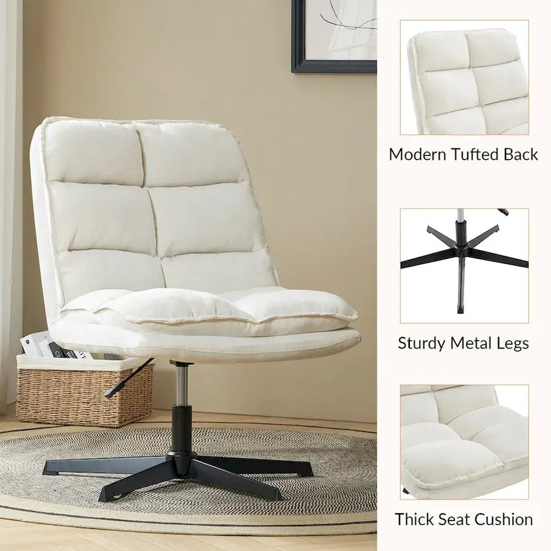 Silla de oficina giratoria sin brazos, con tapizado capitoné y altura ajustable