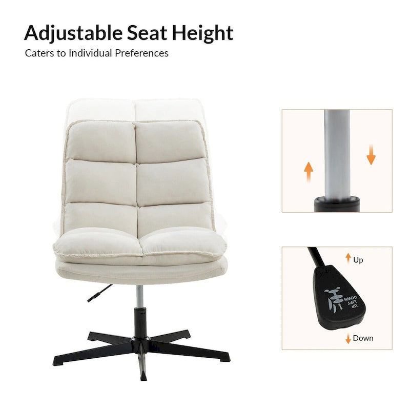 Silla de oficina giratoria sin brazos, con tapizado capitoné y altura ajustable