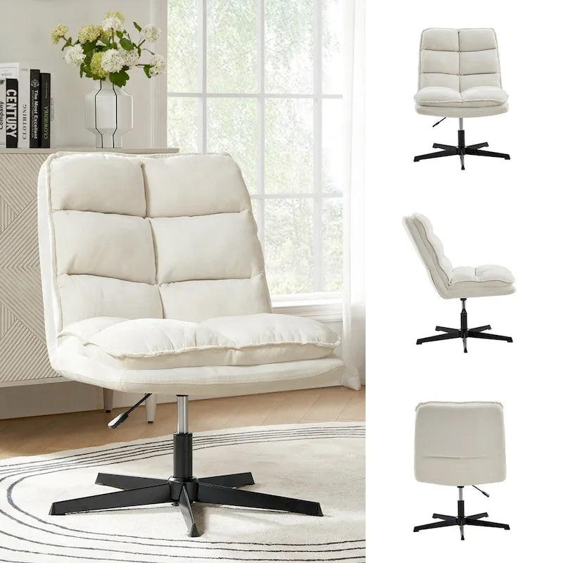 Silla de oficina giratoria sin brazos, con tapizado capitoné y altura ajustable