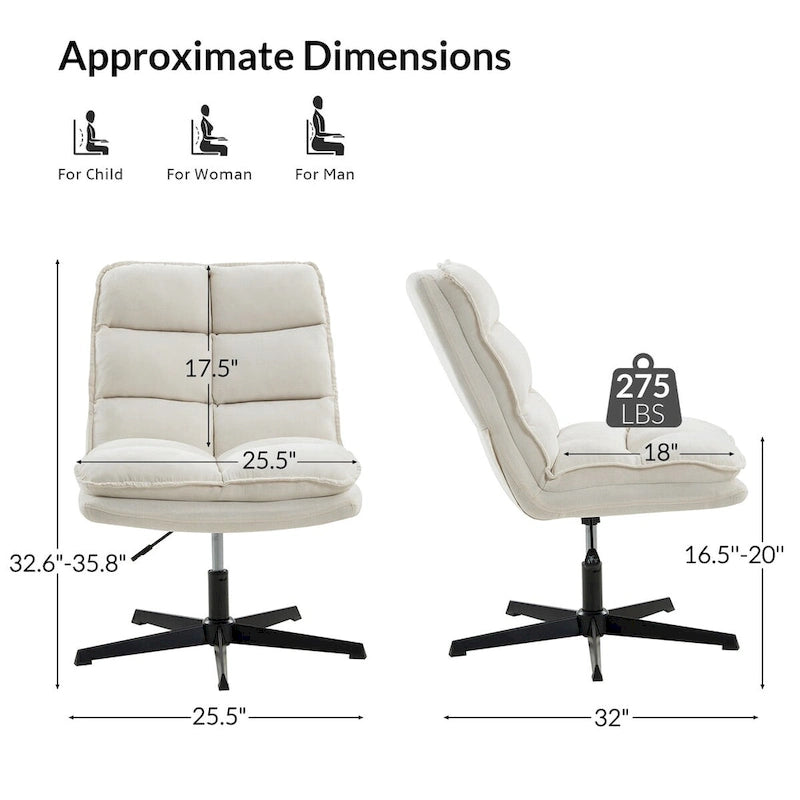 Silla de oficina giratoria sin brazos, con tapizado capitoné y altura ajustable